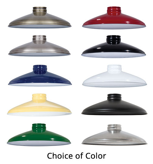 10" Industrial Style Metal Lampshades with 2-1/4 Inch Lip Fitter, Choice of Color